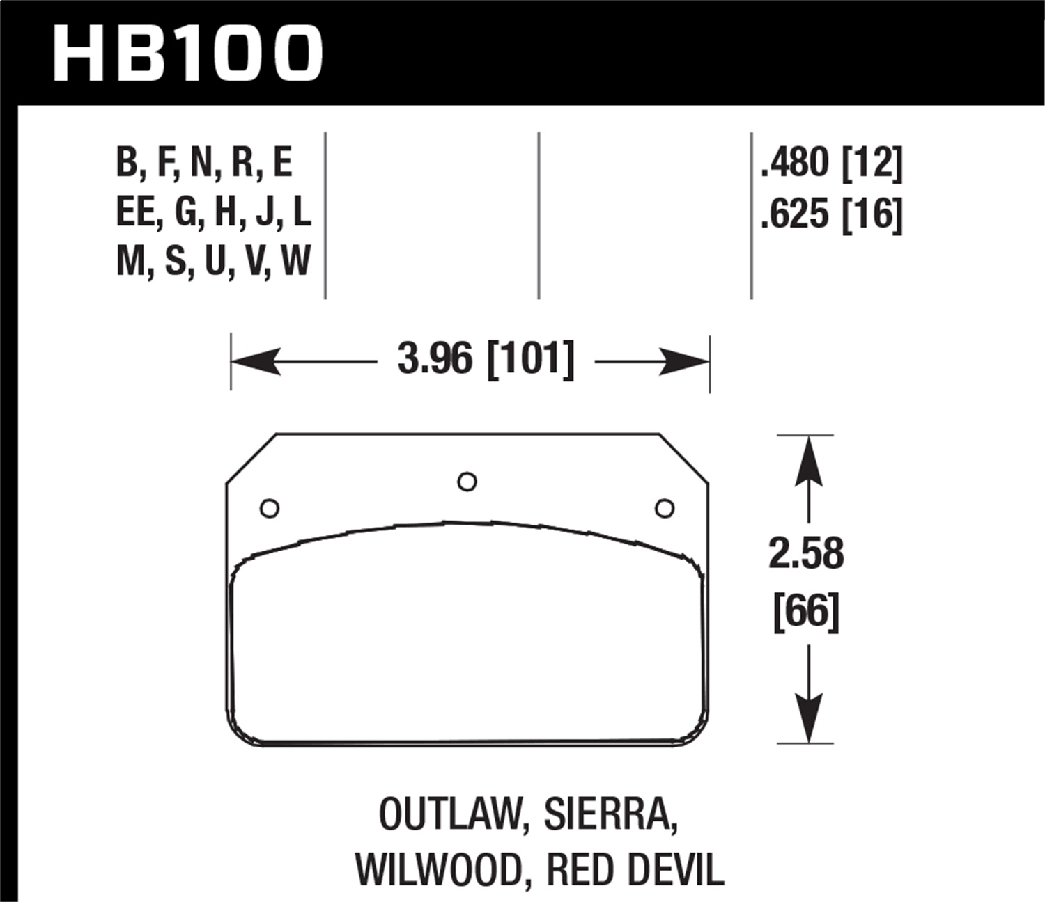 Hawk Performance HB100J.480 Disc Brake Pad